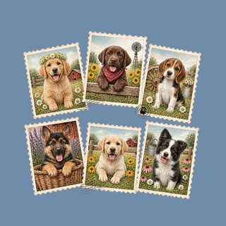 Country Dog Postage Stamps Vintage Comfort Colors Crewneck Shirt