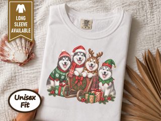 Siberian Husky Christmas Sled doodle dog shirt - photo 1