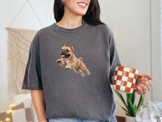 Jumping French Bulldog Speed Lines doodle dog shirt - photo 8