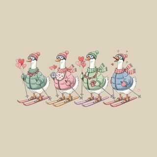 Skiing Goose Squad Valentine's Day Winter Sports Funny Avian Tee