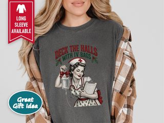 Vintage Christmas Pinup Nurse funny shirt - photo 5