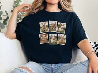 Vintage Bunny Postage Stamps funny shirt - photo 3