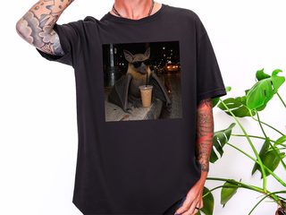 Cool Bat Drinking Coffee funny shirt - photo 4