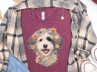 Sheepadoodle Floral Face doodle dog shirt - photo 6