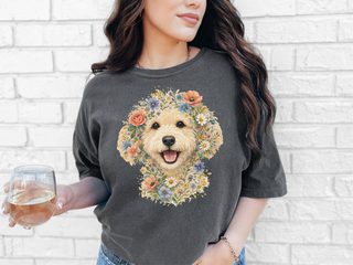 Comfort Colors Labradoodle Floral Face doodle dog shirt - photo 3