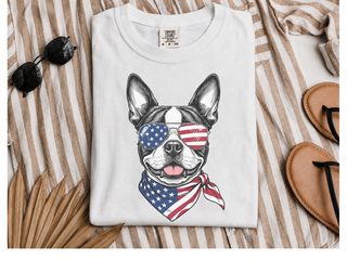 Patriotic Boston Terrier Sunglasses doodle dog shirt - photo 1