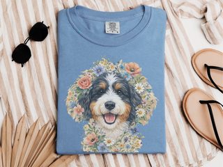 Comfort Colors Bernedoodle Floral Crown Portrait doodle dog shirt - photo 6