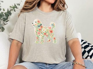 Floral Sheepadoodle Silhouette doodle dog shirt - photo 8