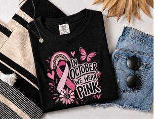 Pink Ribbon Butterfly Boho Rainbow funny shirt - photo 4