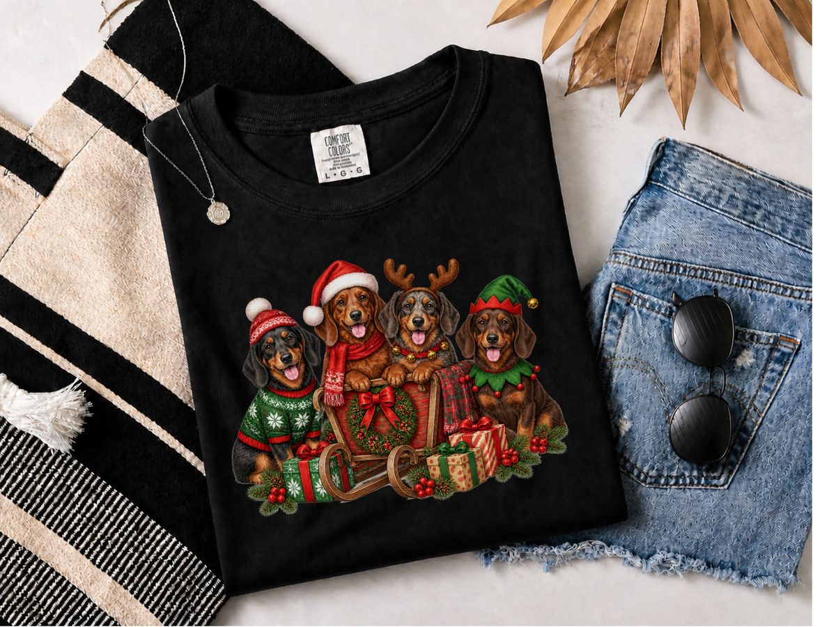 Christmas Dachshund Dogs Sleigh Dachshund Shirt Wiener Dog Gift