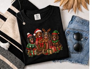 Christmas Dachshund Dogs Sleigh doodle dog shirt - photo 2