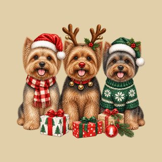 Festive Christmas Yorkie Trio Sweatshirt Dog Breed Christmas Shirt