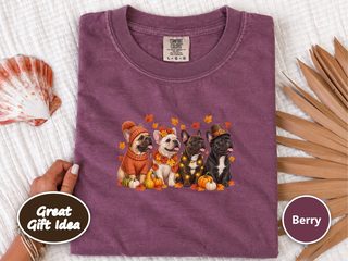 Autumn French Bulldogs Group doodle dog shirt - photo 5