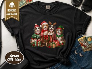 Christmas Aussiedoodle Sleigh Group doodle dog shirt - photo 1