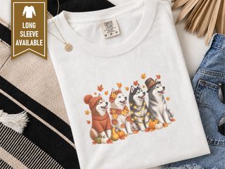 Autumn Huskies Harvest Group doodle dog shirt - photo 1