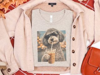 Schnoodle Drinking Iced Coffee Cool Dog doodle dog shirt - photo 8