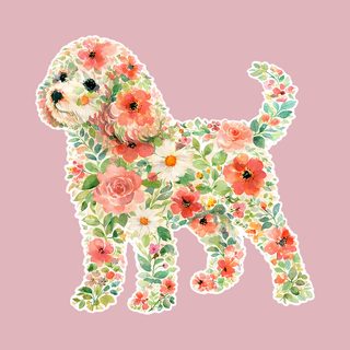 Comfort Colors Cavapoo Floral Silhouette Dog Watercolor Art Tee