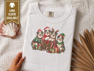 Christmas Australian Shepherds Sleigh Group doodle dog shirt - photo 1