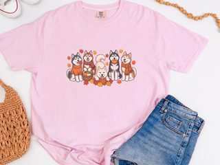Autumn Huskies Fall Gathering doodle dog shirt - photo 6