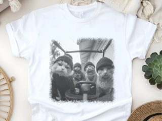 Cat Thugs In Car funny shirt - photo 3