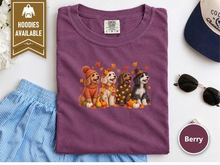 Colorful Autumn Cockapoo Lineup doodle dog shirt - photo 5