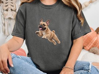 Jumping French Bulldog Speed Lines doodle dog shirt - photo 7