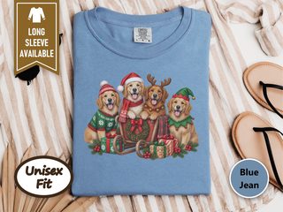 Golden Retrievers Christmas Sleigh doodle dog shirt - photo 5