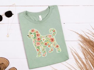 Schnoodle Floral Silhouette Design doodle dog shirt - photo 4