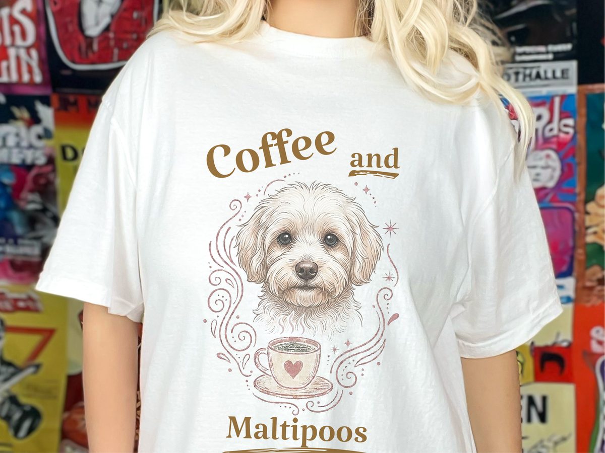 Comfort Colors Coffee And Maltipoos Tee - Maltipoo Dog Mom Gift