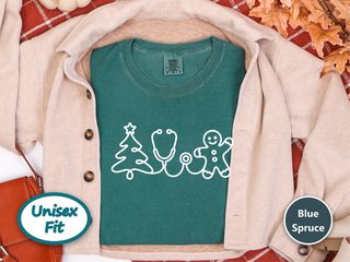 Christmas Tree Stethoscope Gingerbread Man funny shirt - photo 8