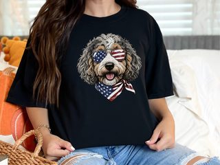 Patriotic Aussiedoodle Sunglasses Bandana doodle dog shirt - photo 2