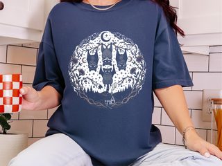 Halloween Racoon Bats Floral Night Scene funny shirt - photo 8