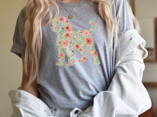 Golden Doodle Floral Silhouette doodle dog shirt - photo 3