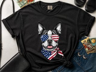 Patriotic Boston Terrier Sunglasses doodle dog shirt - photo 2