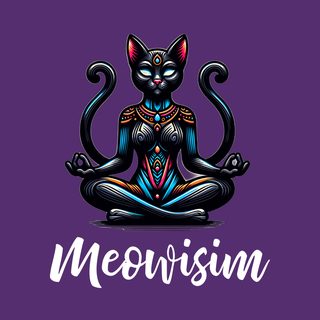Purr Meowisim Black Two Tails Cat Tee - Mystical Feline Humor
