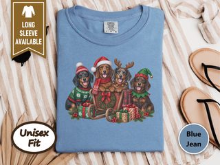 Christmas Dachshund Dogs Sleigh doodle dog shirt - photo 6