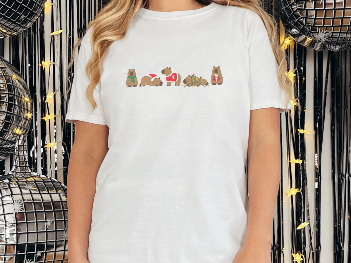 Festive Christmas Capybara Lineup Comfort Colors Capybara Shirt