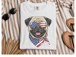 Patriotic American Flag Pug doodle dog shirt - photo 1