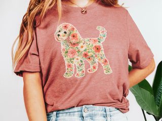 Cavapoo Floral Silhouette doodle dog shirt - photo 1