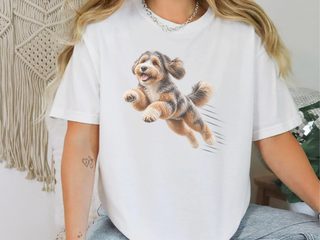 Flying Aussiedoodle Speed Lines doodle dog shirt - photo 1