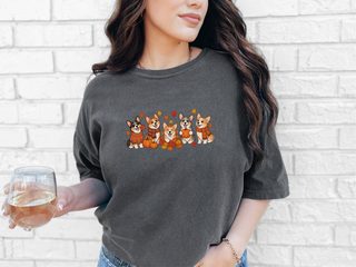 Fall Corgi Autumn Leaves Lineup doodle dog shirt - photo 6