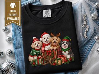 Maltipoo Christmas Sleigh Puppies doodle dog shirt - photo 3