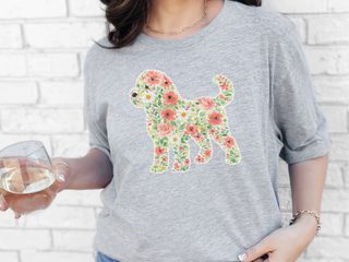 Cockapoo Floral Silhouette doodle dog shirt - photo 3