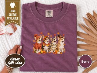 Colorful Autumn Corgi Dogs doodle dog shirt - photo 6