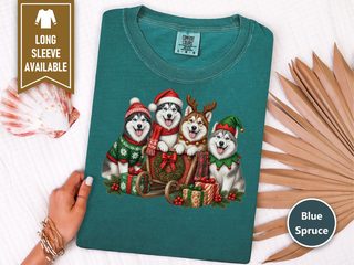 Siberian Husky Christmas Sled doodle dog shirt - photo 8