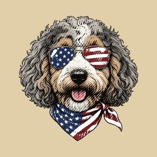 Patriotic Aussiedoodle Sunglasses Bandana Comfort Colors T-Shirt