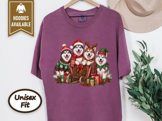 Siberian Husky Christmas Sled doodle dog shirt - photo 6
