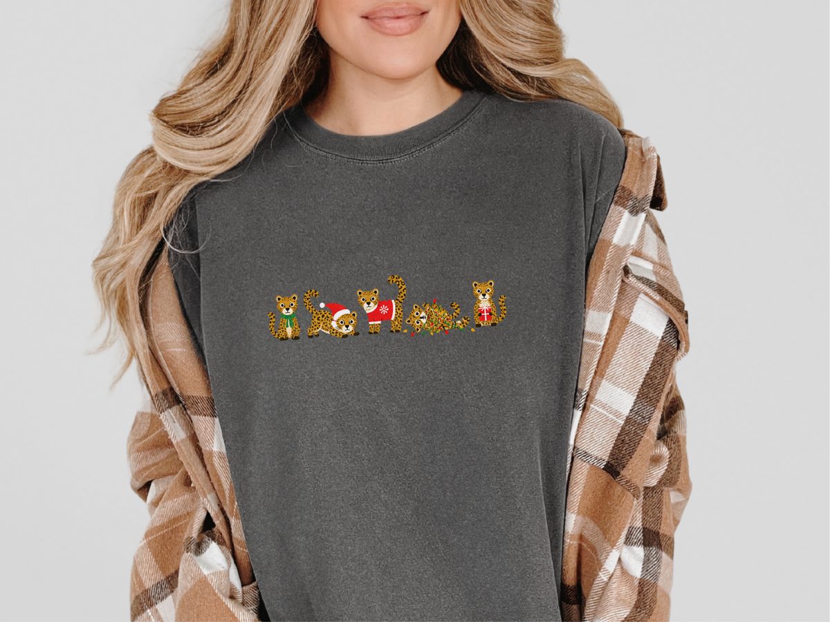 Christmas Leopard Festive Lineup T-Shirt - Leopard Print Gift