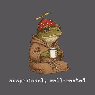 Suspiciously Well-Rested Frog Tee: Irony & Corporate Burnout Humor