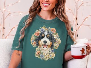 Comfort Colors Bernedoodle Floral Crown Portrait doodle dog shirt - photo 7